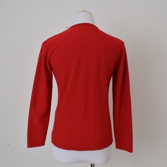 Vintage 90s Acrylic Red Cable Knit‎ Cardigan - Picture 3 of 10